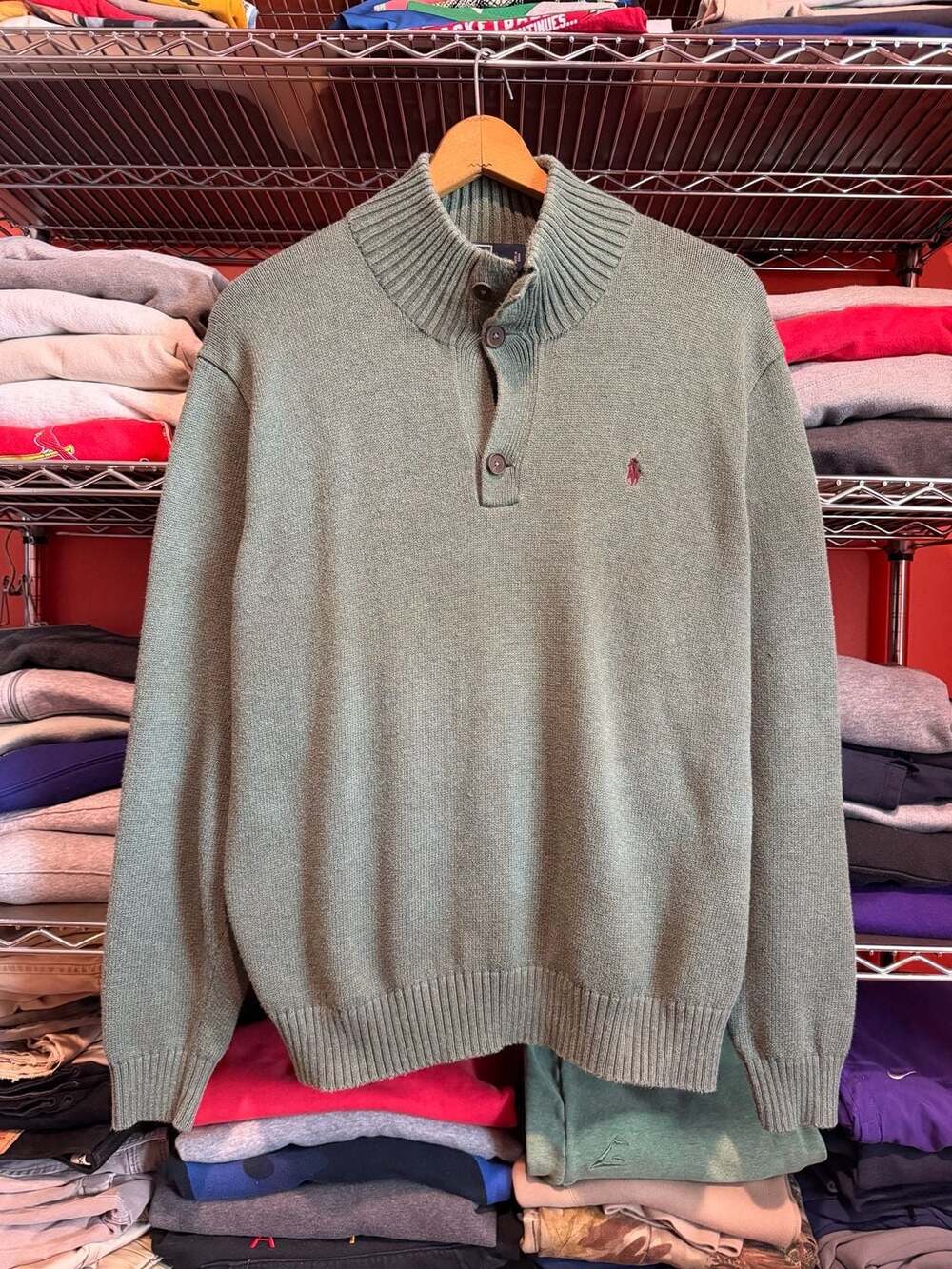 Polo Ralph Lauren Mock Neck Sweater XXL Sage Green Cotton
